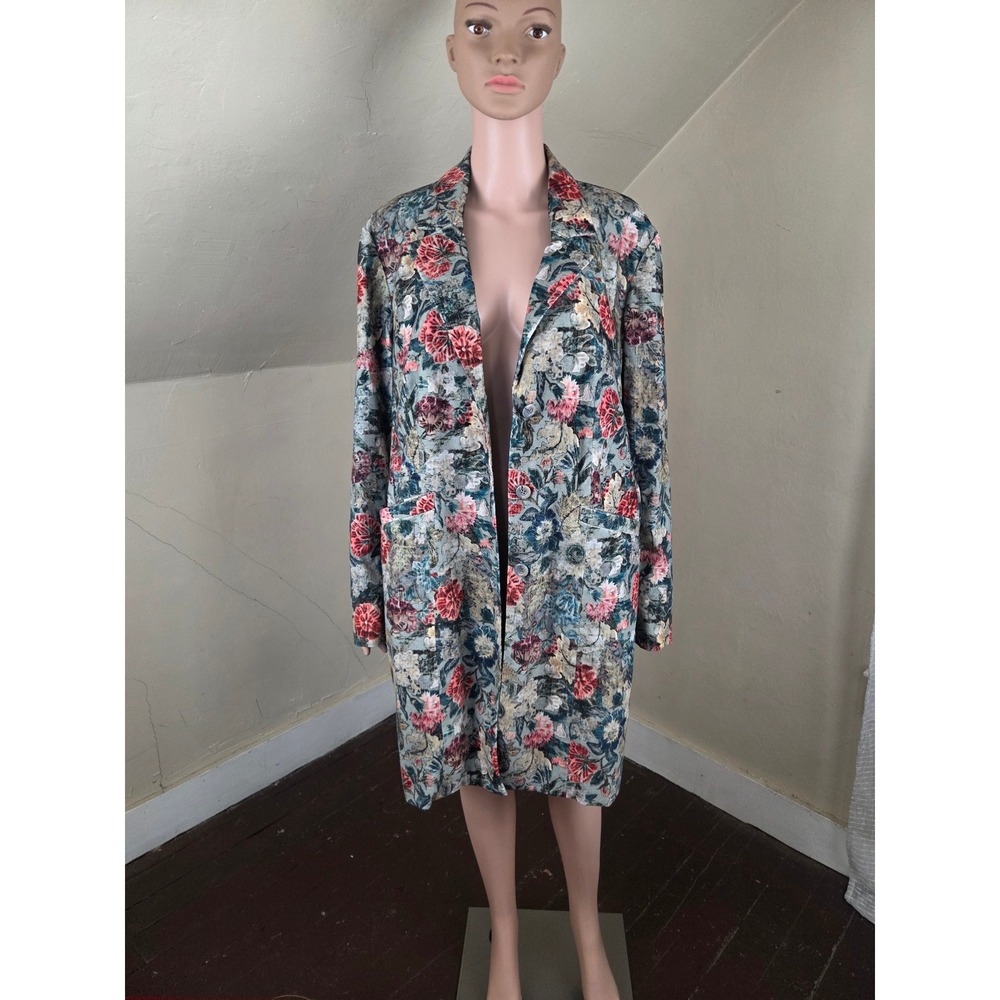 Peruvian Connection Women's US 18 Floral Tapestry Long Coat Blazer Cotton - Picture 6 of 14